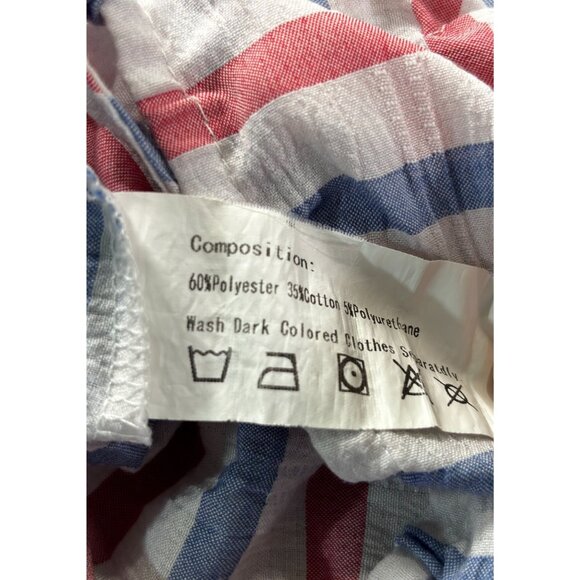 Striped Ruffle Hem Cropped Camisole Top Red/White/Blue Womens Size 8 By Lizaful - Picture 7 of 10